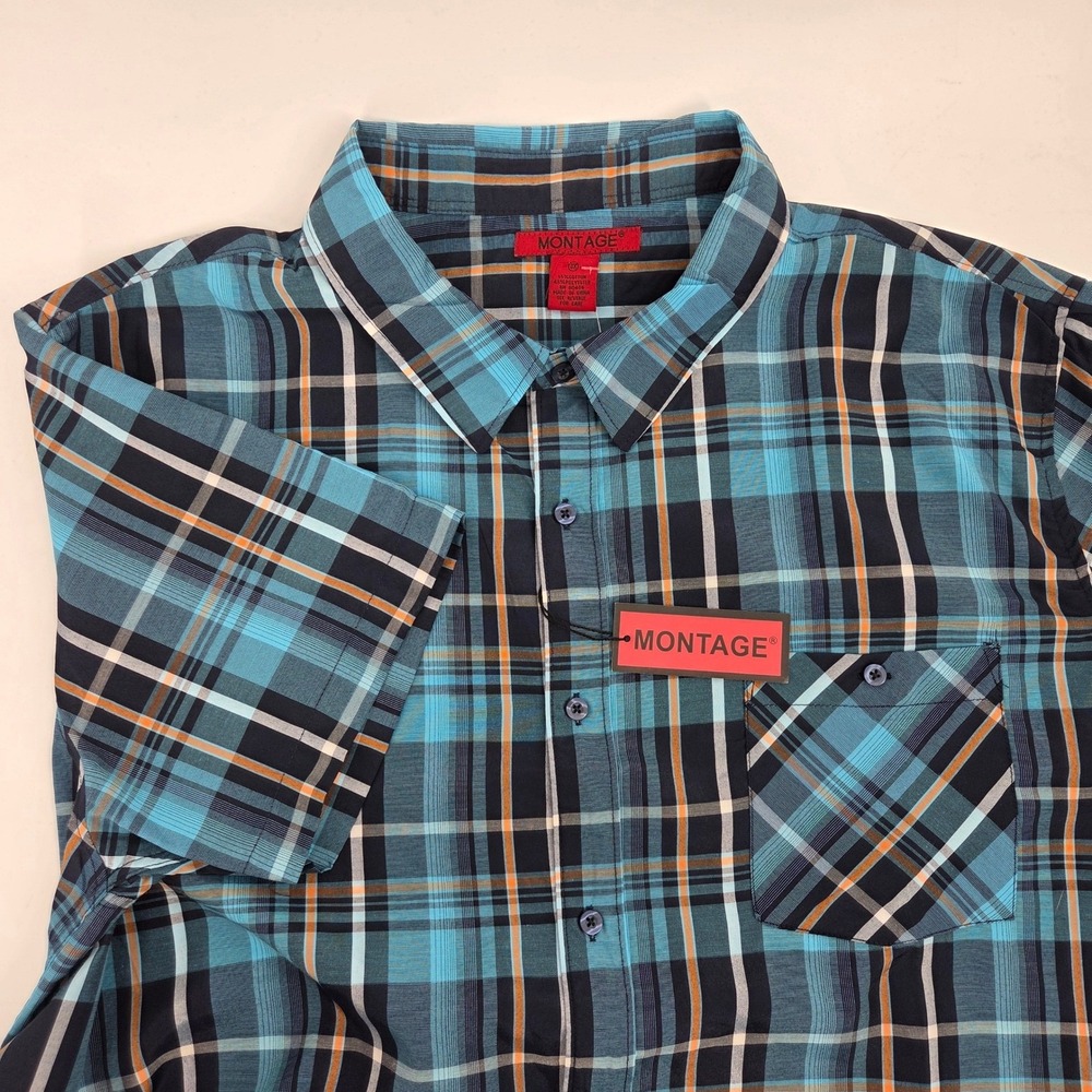 Montage Mens Plaid Short Sleeve Button Up Shirt Casual Summer Size 3X